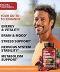 Nutraharmony Vitamin B Complex - B1 B2 B3 B5 B6 Biotin B12 5-Mthf - Astragalus & Whole Food Blend - Energy Metabolism & Brain - Vitamins B For Women & Men - Made In Usa - 60 Capsules 60 Days Supply