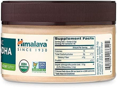 Himalaya 100% Usda Organic Ashwagandha Root Powder Herbal Supplement Supports Relaxation Stress Relief Energy Occasional Sleeplessness Nongmo Vegan Flavorless 4 Oz 45 Day Supply