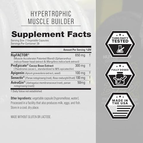 Nutrabio Unbound Byld - Natural Muscle Builder For Men Support Muscle Growth Recovery And Strength - 30 Servings 60 Capsules