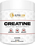 ALPHA LION Creatine Monohydrate Powder, 5000mg Per Serving (5g), Supports Muscle Strength, Power, Athletic Performance, Pure Creatine Supplement (60 Servings, Unflavored)