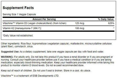 Swanson Extra Strength D3 & K2-5000 Iu & 100 mcg 60 Veg Caps