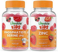Lifeable Phosphatidylserine (Ps) Kids + Zinc Kids Gummies Bundle Great Tasting Vitamin Supplement Gluten Gmo Chewable Gummy