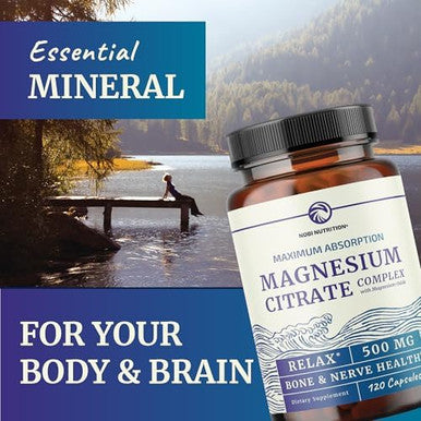 Magnesium Citrate Complex 500 MG Constipation Calm & Relaxation Support | High Absorption Magnesium Supplement Digestion Support Citrato de Magnesio Non-GMO & Soy-Free 120 Mag Citrate Capsules