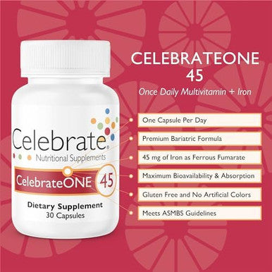 Celebrateone 45 Multivitamin With Iron And Balance Probiotic Bundle ÃƒÂ¢Ã¢â€šÂ¬Ã¢â‚¬Å“ Bariatric Vitamins For Post-Gastric Bypass & Sleeve Gastrectomy ÃƒÂ¢Ã¢â€šÂ¬Ã¢â‚¬Å“ Comprehensive Nutritional & Digestive Support