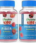 Lifeable Sugar Preciotic Fiber Kids + Probiotic + Prebiotic Fiber Kids Gummies Bundle Great Tasting Vitamin Supplement Gluten Gmo Chewable Gummy
