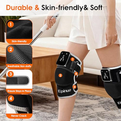 Epinuo Red Light Therapy For KneeWith 5 Vibration Massage Cordless Rechargeable 5000Mah Heated Knee Massager For Pain Relief s For Women Men 660Nm&850Nm Near Infrared Light Brace