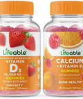 Lifeable Vitamin D 10000 Iu + Calcium With Vitamin D Gummies Bundle Great Tasting Vitamin Supplement Gluten Gmo Chewable Gummy