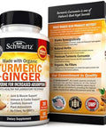 Organic Turmeric Curcumin And Ginger 95% Standardized Curcuminoids With Bioperine Black Pepper Extract For Ultra High Absorption Natural Joint Support Supplement Gluten 60 Capsules