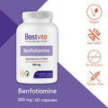 Benfotiamine 300mg (60 Vegetarian Capsules) No Stearates - No Silicon Dioxide - Vegan - Non GMO - Gluten Free