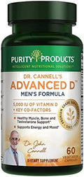 Dr. Cannells Advanced Vitamin D Mens Formula by Purity Products Packed with Vitamin D Vitamin K2 Zinc Magnesium Citrate Boron and Taurine 60 Vegetarian Capsules