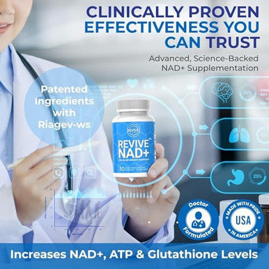 Nad Supplement - Revive Nad+ Doctor Formulated Patented Nad+ Booster For Cellular Healing & Repair, Maximum Bioavailable Nicotinamide Riboside As An Nmn Alternative.