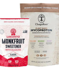 Lakanto Classic Monk Fruit Sweetener with Allulose 1 lb and ChagaRoot MycoProtein Mushroom Protein Powder Chocolate 1.76 lb