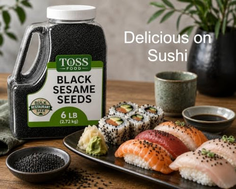 Black Sesame Seeds, 6 Lbs - Raw Unhulled Black Sesame Seed,Perfect for Stir-Fries and Coating for Meat and Fish Salad, Soup, Noodle & Sushi Topping Keto Nutty Flavor