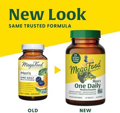 Megafood One Daily Mens Multivitamins - Multivitamin For Men - Vitamin C, Vitamin D3 & Vitamin B12 - Muscle, Energy Metabolism & Immune Support - Vegetarian, Gluten - 90 Tablets, 90 Servings