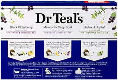 Dr Teal'S Epsom Salt Trio Set (Three 14Oz Bags) - Relax & ReliefMelatonin Soak& Black Elderberry - Give The Of Relaxation - Soothe Aches Wtih At Home Spa Kit