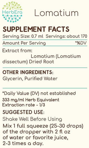 Lomatium B120 Alcohol-Free Herbal Extract Tincture, Concentrated Liquid Drops Natural Lomatium (Lomatium Dissectum) 4 fl oz