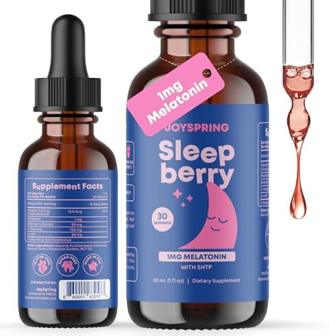 JoySpring Magnesium Citrate Liquid and Magnesium Glycinate and Sleepberry Melatonin 1MG for Kids