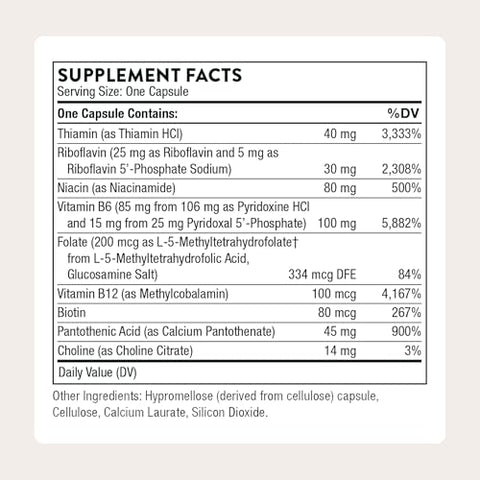 Thorne - B-Complex 6 - Vitamin B Complex With Active Forms Of Essential B Vitamins & Extra B6 60 Servings