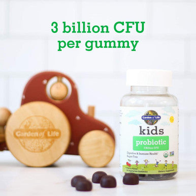 Garden of Life Probiotics For Kids Cherry Flavor Gummies - Sugar Free Once Daily Kids Probiotic Gummies 3 Billion Cfu Probiotics Plus Fiber For Digestive & Immune Health 30 Vegetarian Gummies