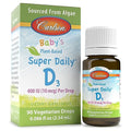 Carlson Baby's PlantBased Super Daily D3 Baby Vegetarian Liquid Vitamin D Drops 400 IU (10 mcg) per Drop Sourced from Algae for Infants and Toddlers Unflavored 90 Drops (2.54 mL)
