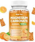 Sept Yan Magnesium Carbonate Gummies 500Mg Magnesium Supplement With Vitamin C D3 & B6 For Muscle Bone Digestive & Immune Support Orange Flavor Sugar Free Vegan 60 Count