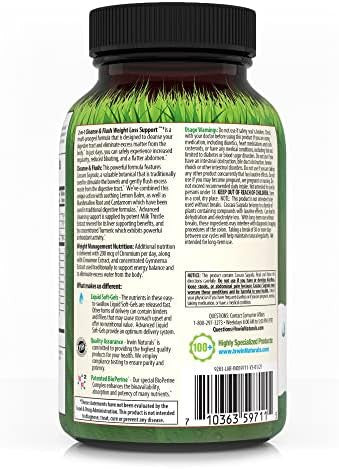 Irwin Naturals 2In1 Cleanse & Flush Weight Loss Support 60 Liquid Softgels Flushes Digestive Tract & Reduces Bloating 30 Total Servings