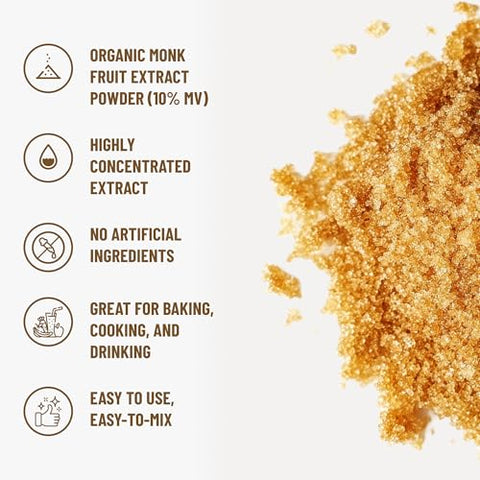 Organic Monk Fruit Extract Powder, 3.5 oz, Pure USDA Organic Monk Fruit Extract Sweetener with No Fillers, Zero Calories, Zero Carbs, Keto & Paleo Friendly Sugar Substitute, 322 Servings by Natri Sweet