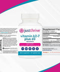 Just Thrive Vitamin K2-7 Plus D3 - Immune Heart And Bone Health Supplement 60 Vegetable Capsules