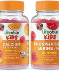 Lifeable Calcium With Vitamin D Kids + Phosphatidylserine (Ps) Kids Gummies Bundle Great Tasting Vitamin Supplement Gluten Gmo Chewable Gummy