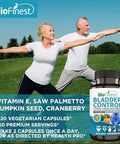 Bladder Control Supplement For Men & Women - 120 Veg. Capsules - Saw Palmetto, Cranberry, Pumpkin Seed, Vitamin E, Boswellia, Dandelion Root - Urinary Tract Bladder Health - Made In Usa