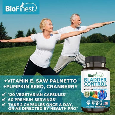 Bladder Control Supplement For Men & Women - 120 Veg. Capsules - Saw Palmetto, Cranberry, Pumpkin Seed, Vitamin E, Boswellia, Dandelion Root - Urinary Tract Bladder Health - Made In Usa