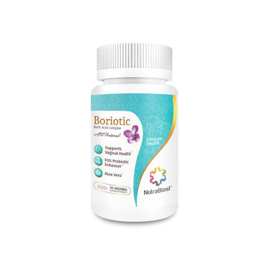 NutraBlast Boric Acid Vaginal Suppositories Complex w/Aloe Vera FOS Prebiotic Enhancer All Natural Boriotic Made in USA 30 Count
