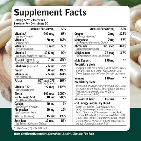 Vimerson Health Multivitamin for Men and Tongkat Ali for Men with Horny Goat Weed Maca Root Powder Tribulus Terrestris Saw Palmetto Extract