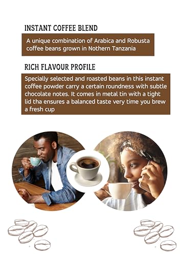 AFRICAFE Organic Instant Coffee Unique - Premium Tanzania coffee - blend of 100% Robusta & Arabica bean - 50g Can