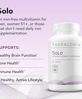 Theralogix Solo Multivitamin and Multimineral Supplement Without Iron 90Day Supply IronFree Multivitamin Support for Women and Men Vitamin D3 Vitamin C and B Vitamins NSF Certified 90 Tablets
