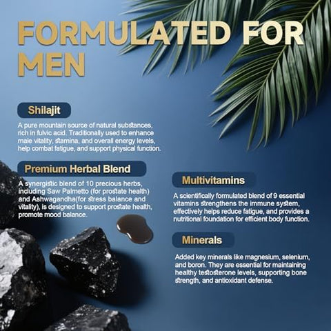 Shilajit Liquid Drops with Saw PalmettoAshwagandhaPumpkin Seed OilSea MossMultivitamin Shilajit for Men Support Prostate Health and HairEnergy and lmmune Function 2FL Pineapple Flavor