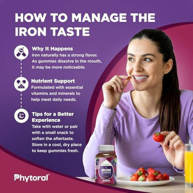 Phytoral Natural Multivitamin Iron Gummies For Adults - Adult Gummy Vitamins With Iron And Energy Boost B Complex Vitamins - Gummy Supplement And Mental Clarity Focus Multivitamin