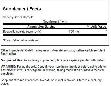 Swanson Double Strength Boswellia - Ayurvedic Herb for Joint Flexibility & Mobility Support - Boswellia Serrata Resin - (60 Capsules 800mg Each)