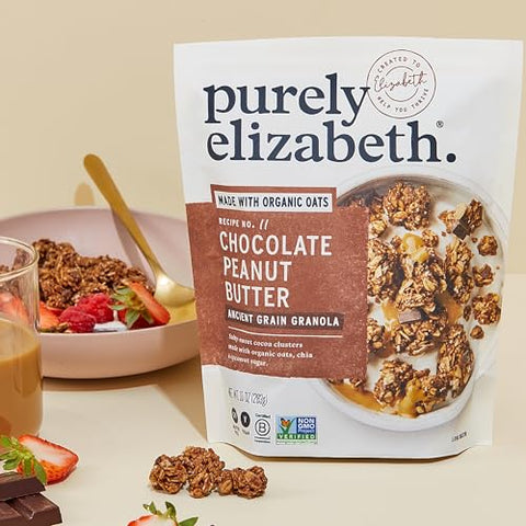 Purely Elizabeth, Chocolate Peanut Butter, Ancient Grain Granola, Gluten-Free, Non-GMO, 10 Ounce (Pack of 3)