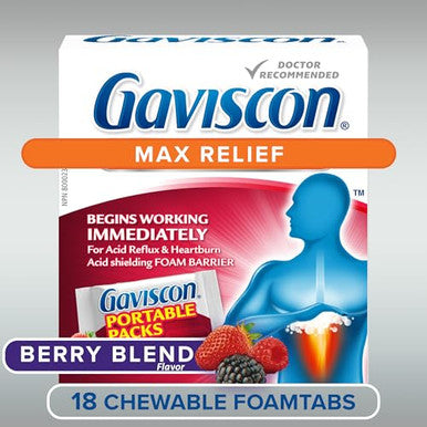 Gaviscon Max Berry- Long-Lasting Acid Reflux And Heartburn Relief 18 Count