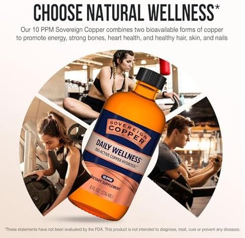 Sovereign Copper BioActive Copper Hydrosol Daily+ 4In1 Wellness Supplement For Joint Bone Hair Skin And Nails Energy And Metabolic Health Support 8 Fl Oz (237Ml)