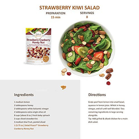 Salad Pizazz! Dried Strawberry Flavored Cranberries & Honey Roasted Pecans, Walnuts & Almonds Salad Topper - 3.75 Ounce (Pack of 12)