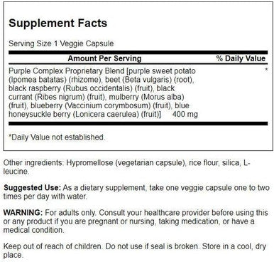 Swanson Whole Food Purple Antioxidants Fruit & Veggie Complex 400 Milligrams 60 Veg Capsules (4 Pack)