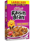 Kellogg Raisin Bran Breakfast Cereal, High Fiber, 28g Whole Grain, Large Size, 20.9 oz