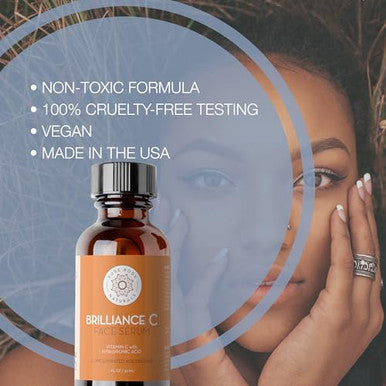 Pure Body Naturals Vitamin C Serum Dark Spot Corrector For Face, With Hyaluronic Acid And Vitamin E - Brightening Dark Spot Corrector Serum, 1 Fl Oz