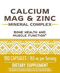 Nature's Way Calcium Magnesium Zinc 765 mg per serving Capsules, 100 Count