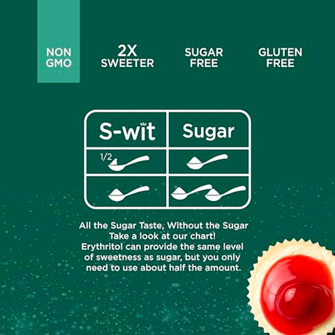 S-wit - Erythritol, Monk Fruit & Stevia Blend, 2X Sugar Replacement, Natural Sweetener, Zero-Calorie, Keto-Friendly, Diabetic-Friendly, Perfect for Baking, Coffee, Tea, and Everyday Use, Sugar-Free (Single Pack, Erythritol, Monk Fruit & Stevia Blend)