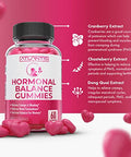 Hormonal Balance & Magnesium Gummies For Muscle Cramps, Pms Gummies Alleviate Bloating & Mood Swings, Magnesium Helps Prevent Cramps & Promotes Muscle Recovery - 60 Vegan Gummies Per Bottle