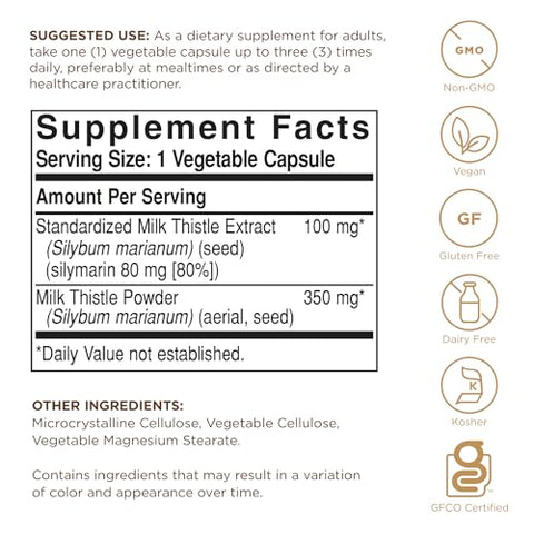 Solgar - Full Potency Milk Thistle 100 Vegetable Capsules
