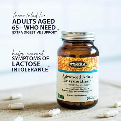 Flora Urgent Support Digestive Enzymes Digestion Support Supplement Aids Bloating & Nutrient Absorption Features 9 Enzymes Gluten & Nongmo 60 Vegetarian Capsules